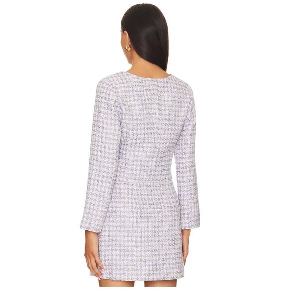 FAVORITE DAUGHTER  The Dasha Houndstooth Check Top in Lilac Tweed Size US 10 - Picture 3 of 14